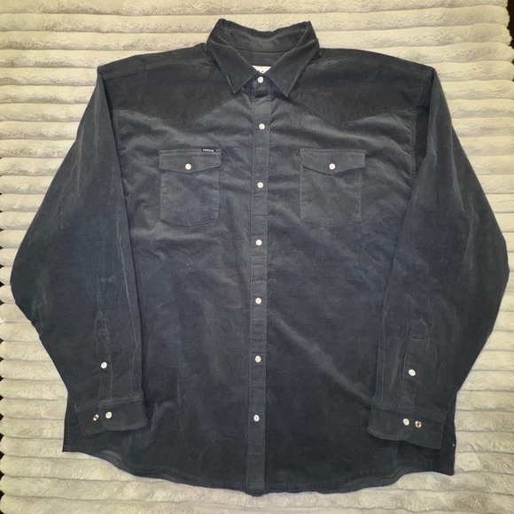 Poncho Men's XXXL Regular The Dusty Burro Corduroy Dark Gray Pearl Snaps Western - Picture 3 of 13